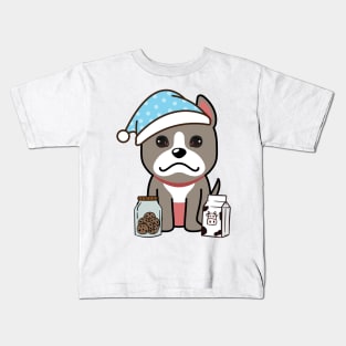 Cute grey dog is having a midnight snack Kids T-Shirt